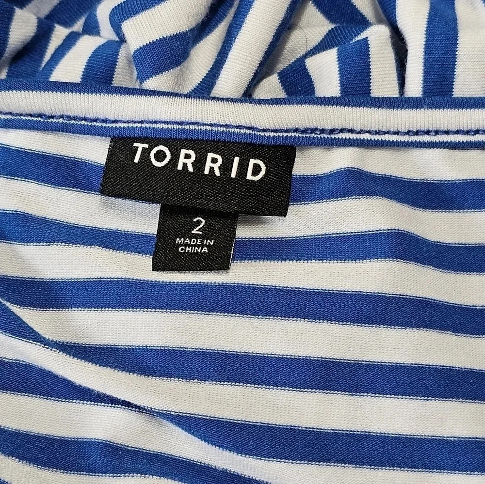 Torrid Women’s 2X Maxi Dress Blue White Stripe Jersey Knit Button Front Coastal - Picture 4 of 7